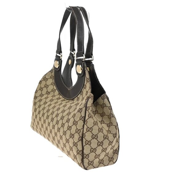 GUCCI Logo GG Pattern Shoulder Bag Canvas Leather Brown GHW Italy 76YH745 - Picture 3 of 14